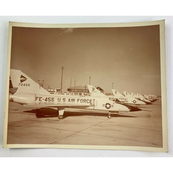 Vtg 1960s Official Photo of USAF Fighter Jet Plane 8x10 Interceptor Squadron Row - Picture 1 of 5